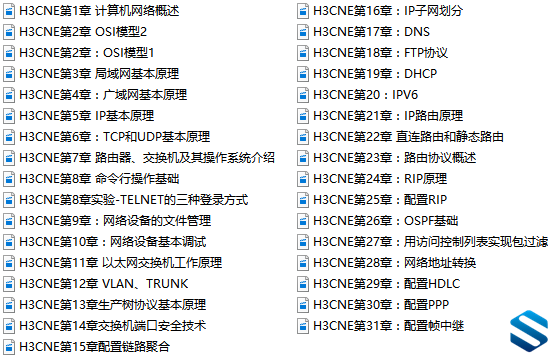 华为认证课程 H3CNE 视频教程（最新版31集全）